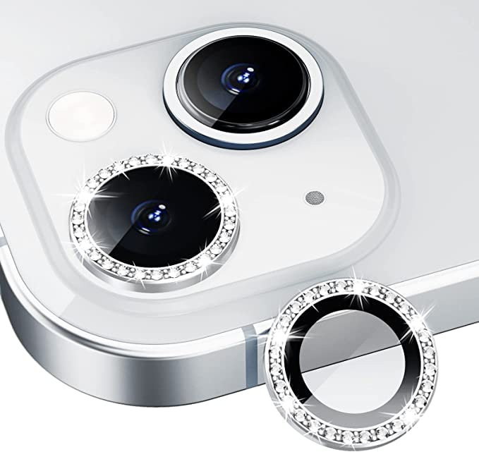 iPhone 13 Series Diamond Camera Lens Protector for Apple | HD Clear Real Glass Protection + Metal Alloy Full Fit Lens Ring Cover