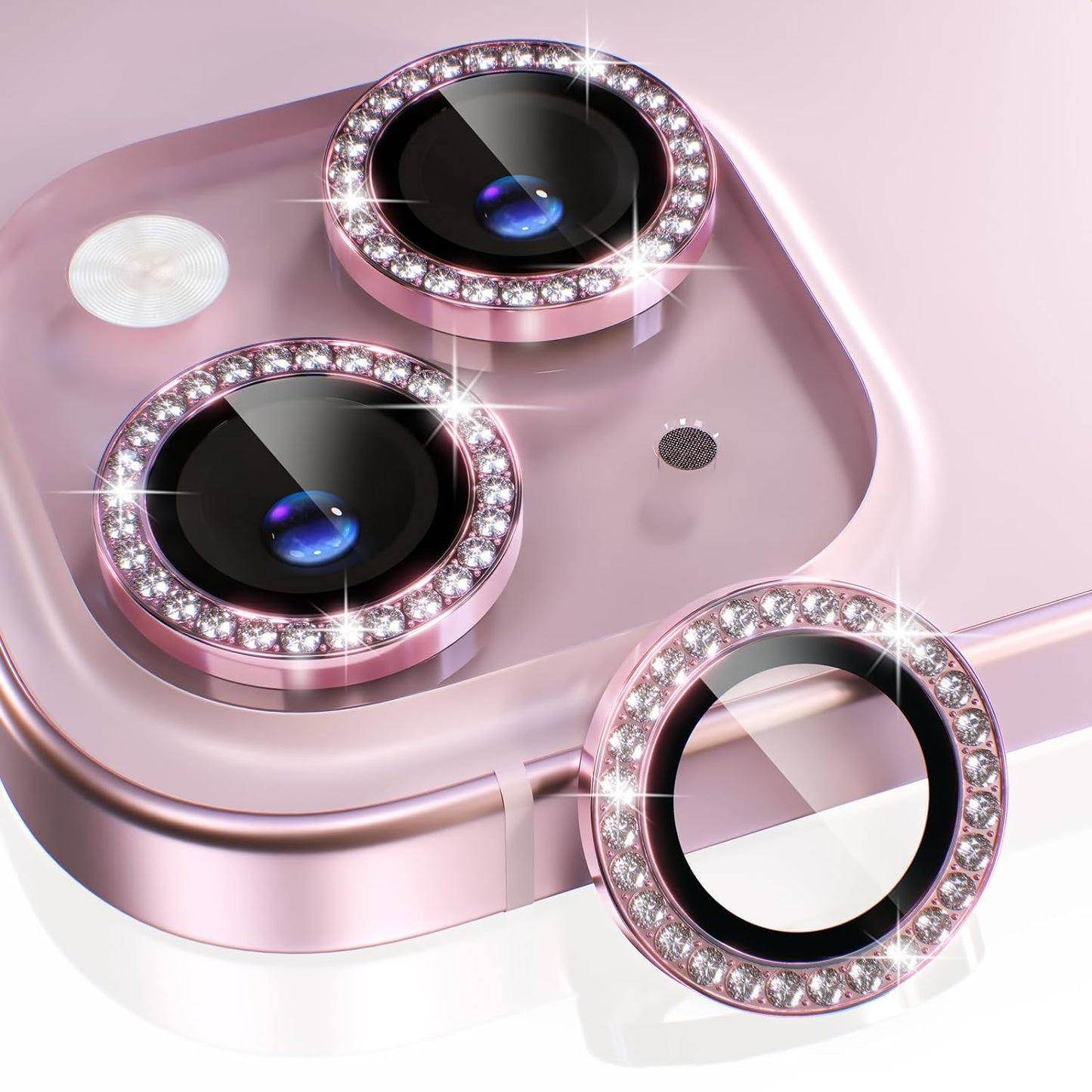 iPhone 15 Series Diamond Camera Lens tector for Apple | HD Clear Real Glass tection + Metal Alloy Full Fit Lens Ring Cover