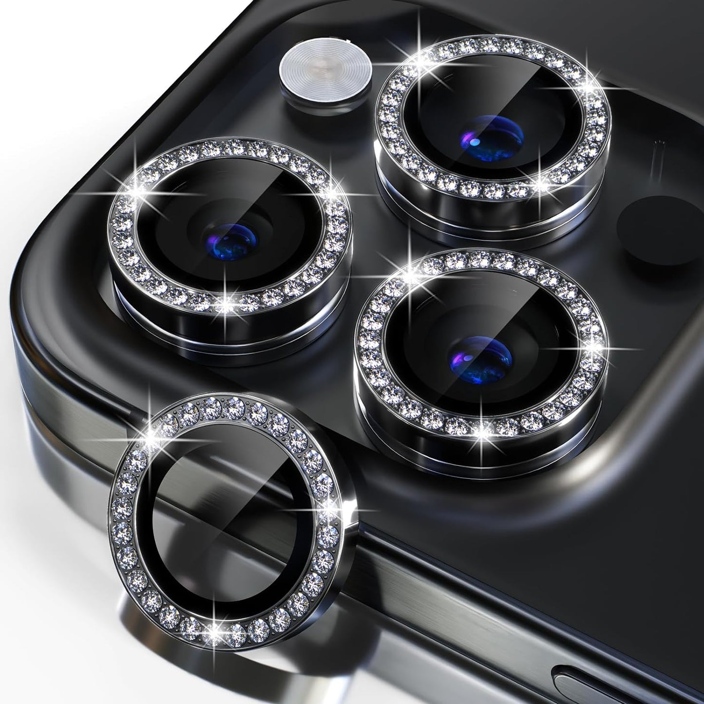 iPhone 15 Series Diamond Camera Lens tector for Apple | HD Clear Real Glass tection + Metal Alloy Full Fit Lens Ring Cover