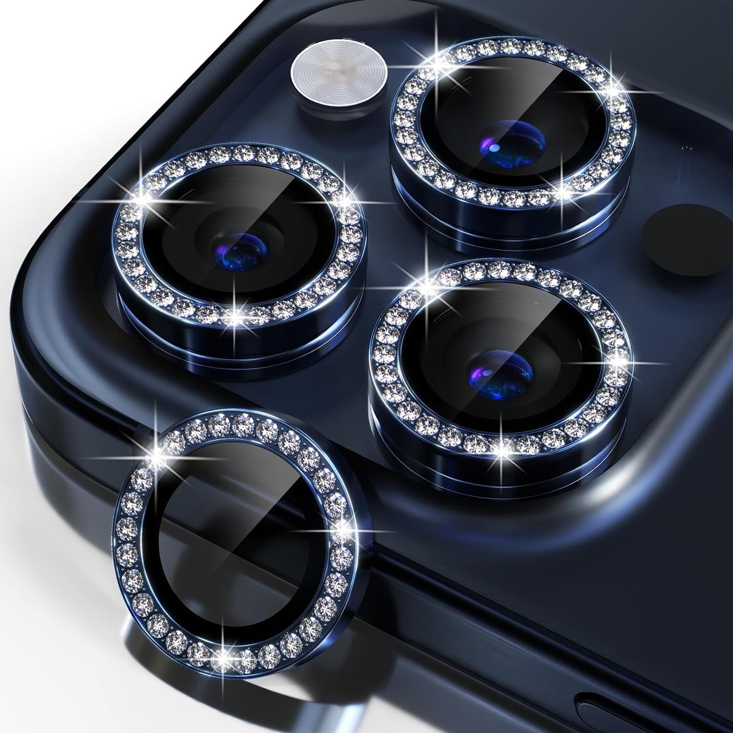 iPhone 15 Series Diamond Camera Lens tector for Apple | HD Clear Real Glass tection + Metal Alloy Full Fit Lens Ring Cover