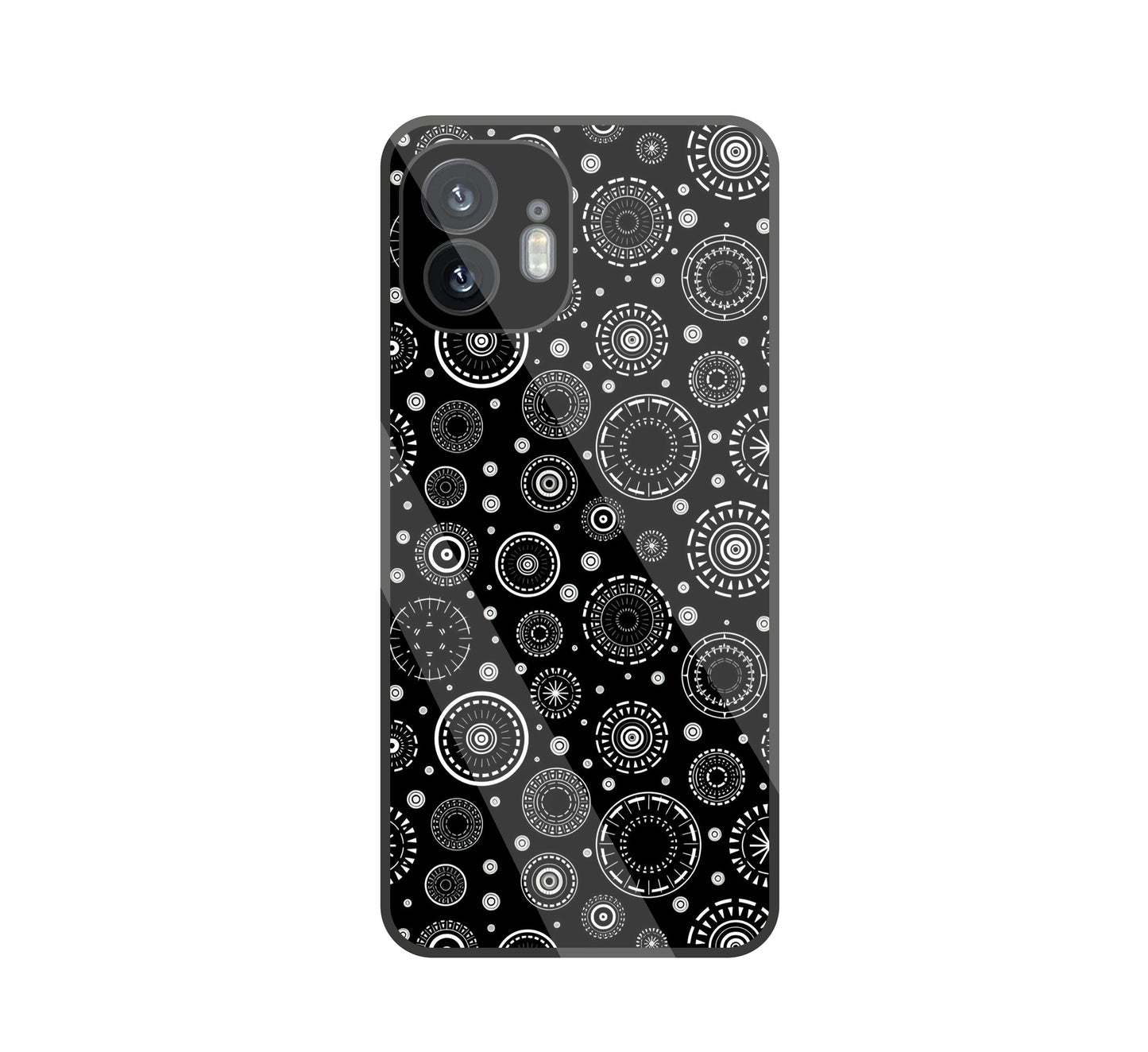 Black Circle Pattern Glass Case For Nothing Phone 2