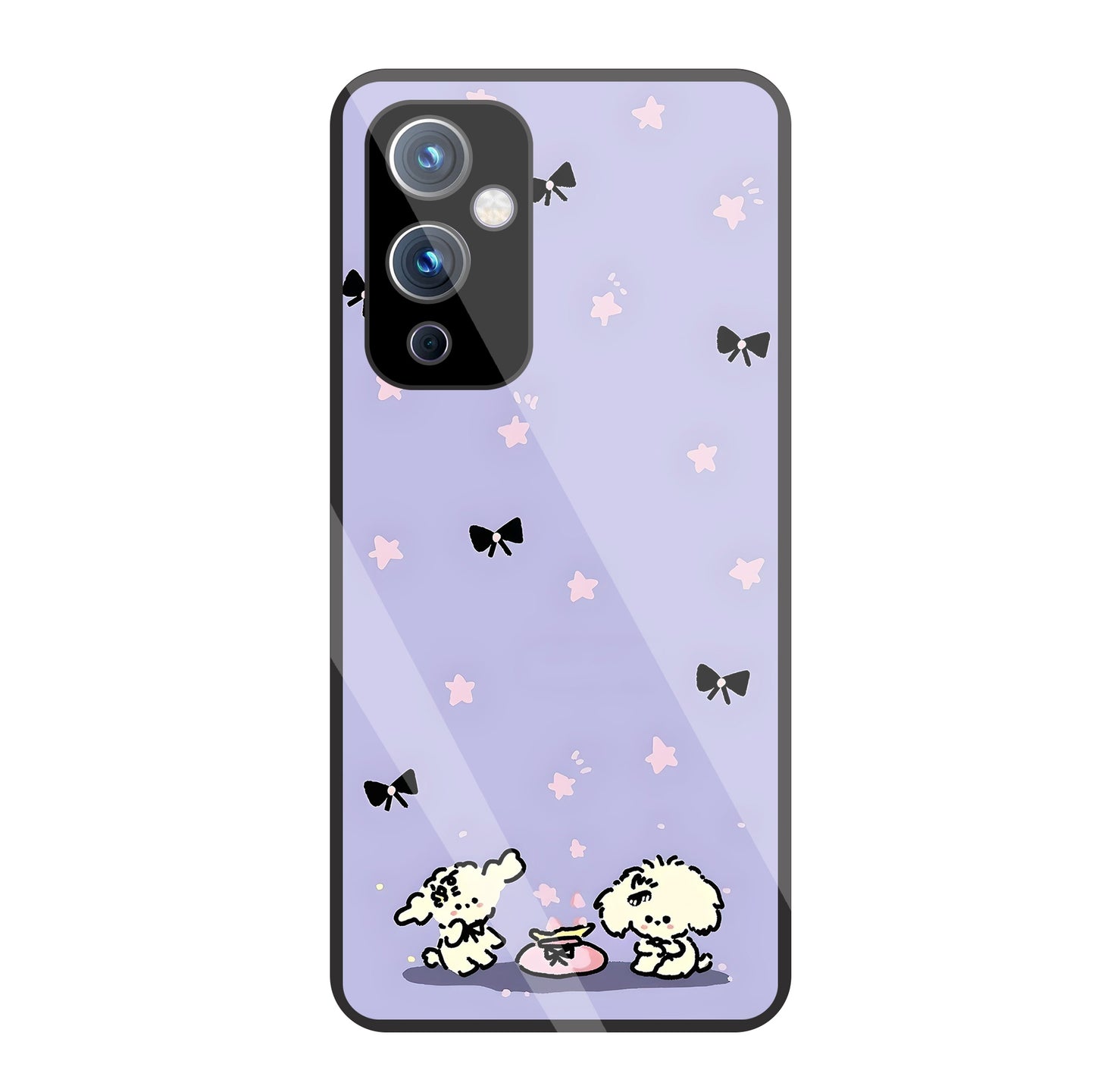 Black Ribbon With Stars Glass Case For OnePlus 9