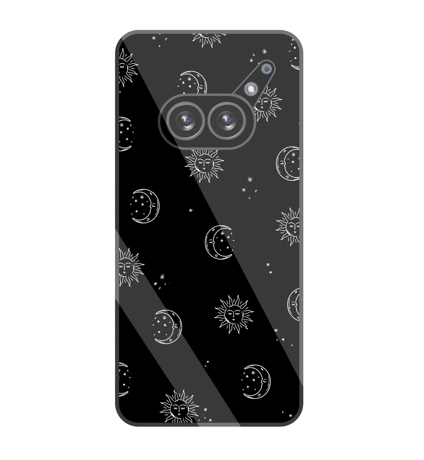 Black Sun With Moon Glass Case For Nothing Phone 2A
