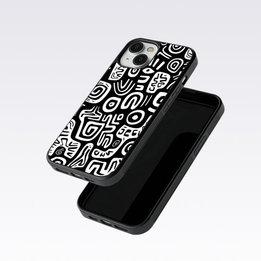 Black And White Doodle Art Glass Case For OnePlus Nord