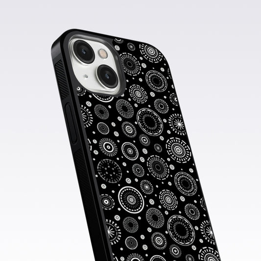 Black Circle Pattern Glass Case For Nothing Phone 2