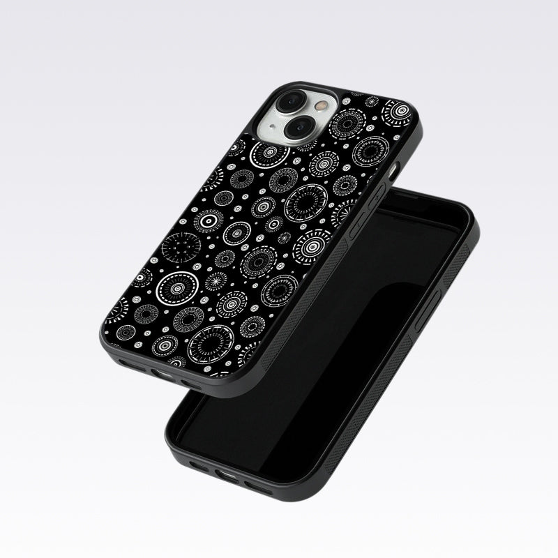 Black Circle Pattern Glass Case For Nothing Phone 2A