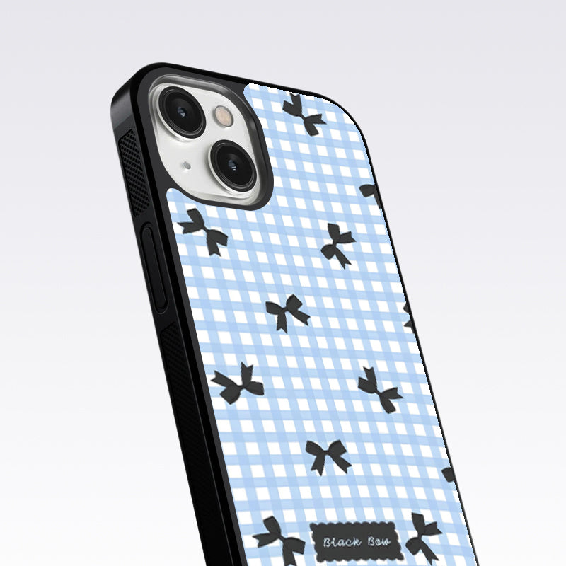 Black Ribbon With Check Pattern Glass Case For Nothing Phone 2A