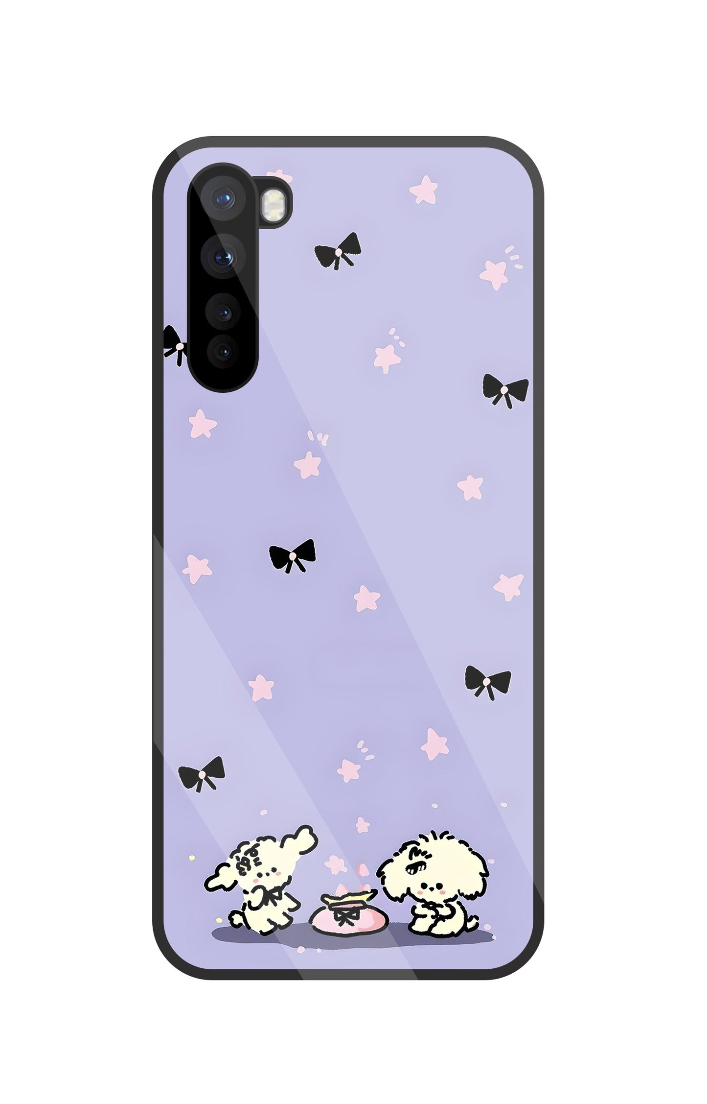 Black Ribbon With Stars Glass Case For OnePlus Nord