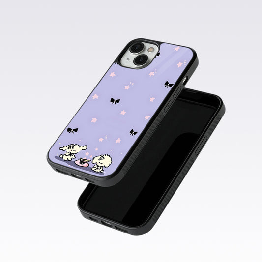 Black Ribbon With Stars Glass Case For OnePlus Nord