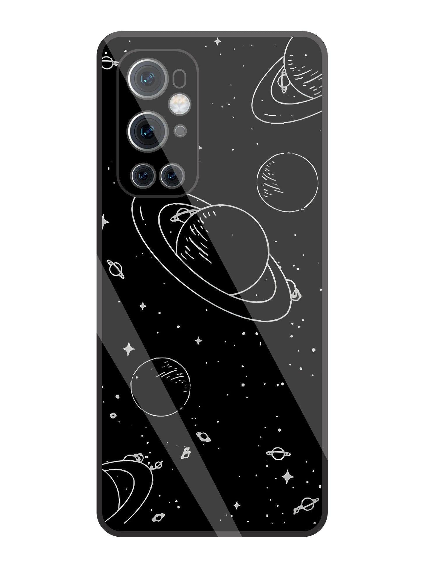 Black & White Space Glass Case For OnePlus 9 Pro