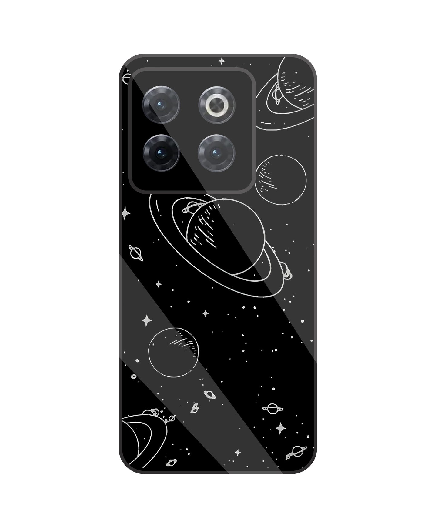 Black & White Space Glass Case For OnePlus 10T
