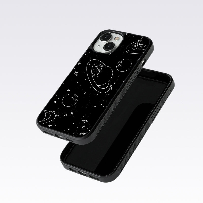 Black & White Space Glass Case For OnePlus 9 Pro