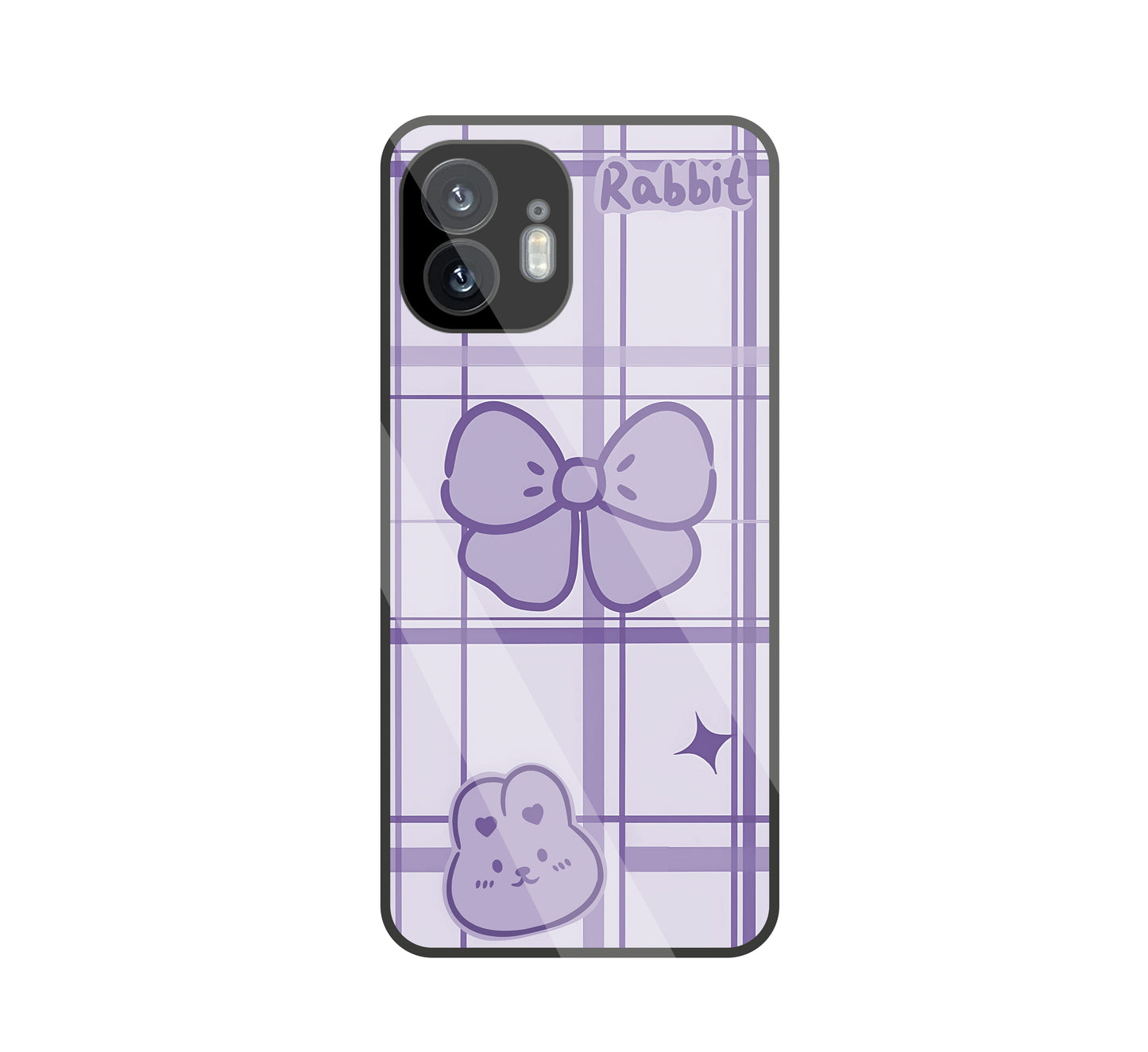 Butterfly Checked Pattern Glass Case For Nothing Phone 2