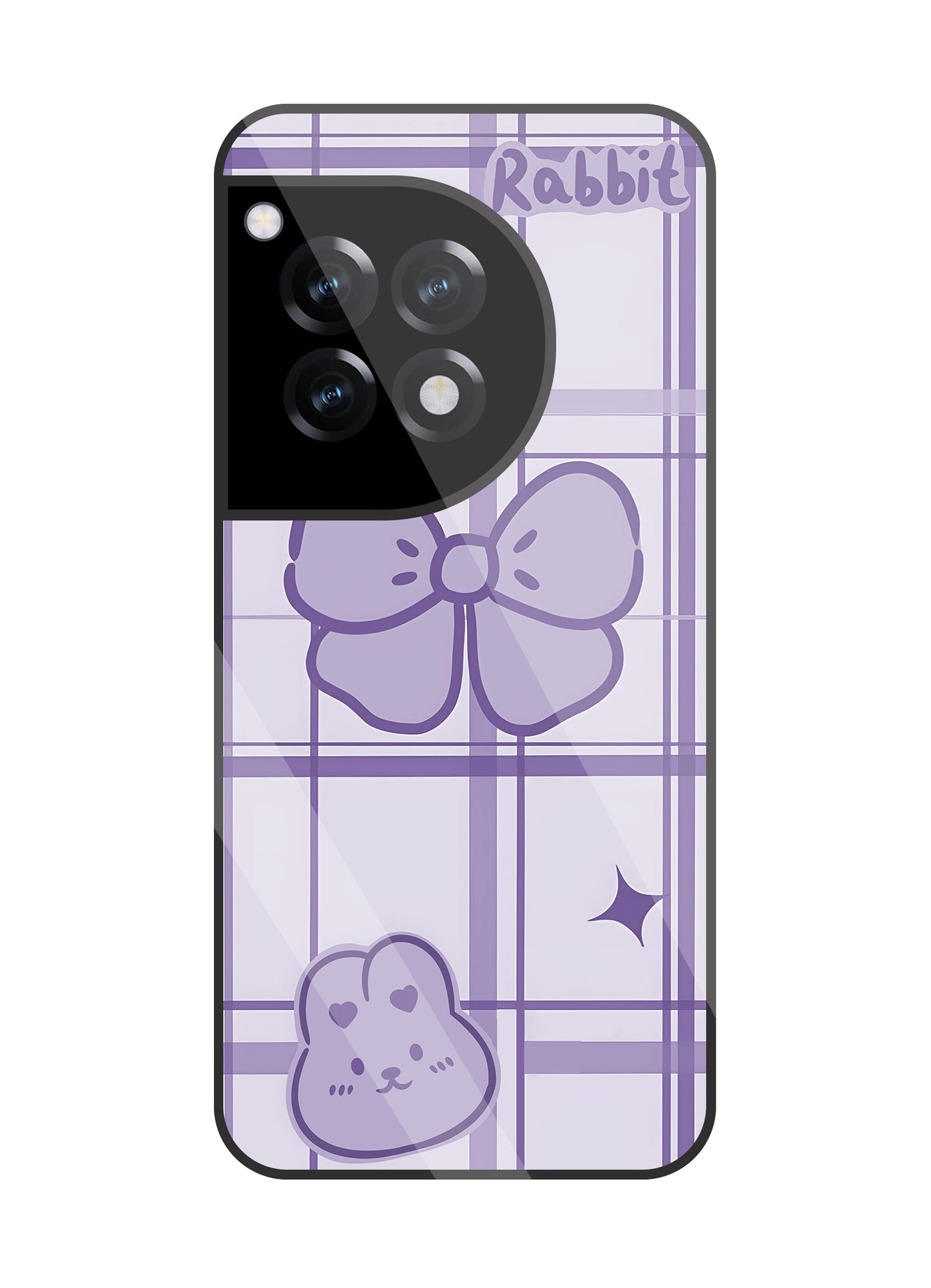 Butterfly Checked Pattern Glass Case For OnePlus 12R