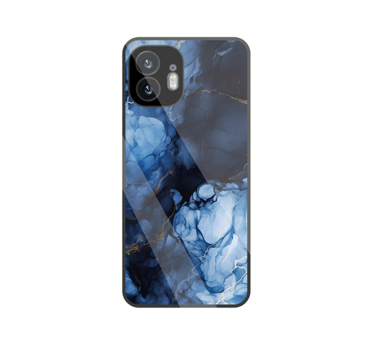 Dark Blue Marble Glass Case For Nothing Phone 2