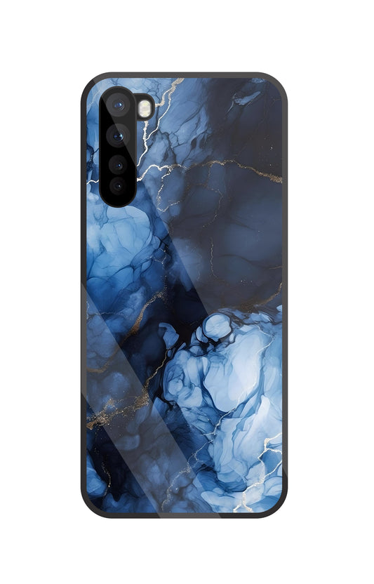 Dark Blue Marble Glass Case For OnePlus Nord