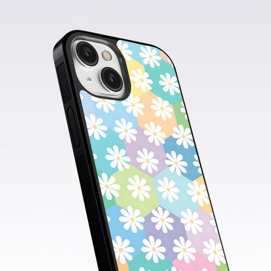 Hexagon Daisy Flower Glass Case For Nothing Phone 2