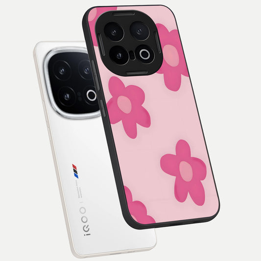 Candy Bloom Dreams phone case for iQOO 13 showing premium glass back cover with detailed artwork