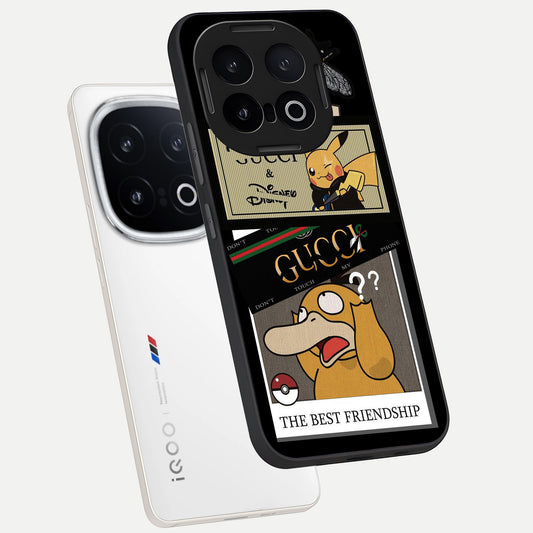 Cartoon Brand Play Mashup phone case for iQOO 13 showing premium glass back cover with detailed artwork