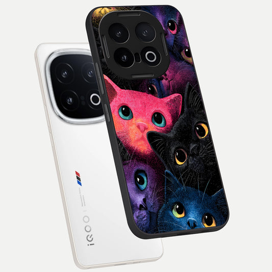 Cosmic Cats Dreams phone case for iQOO 13 showing premium glass back cover with detailed artwork
