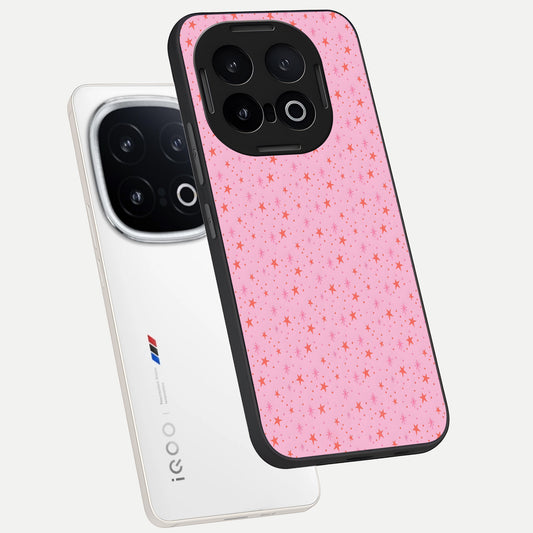 Cosmic Pink Sparkle phone case for iQOO 13 showing premium glass back cover with detailed artwork