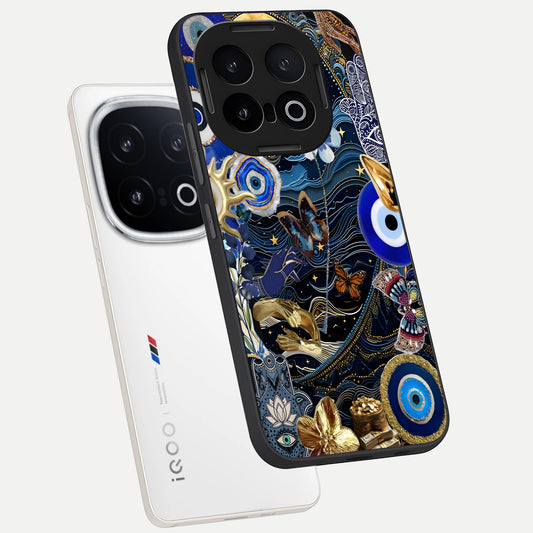 Golden Moon Magic phone case for iQOO 13 showing premium glass back cover with detailed artwork