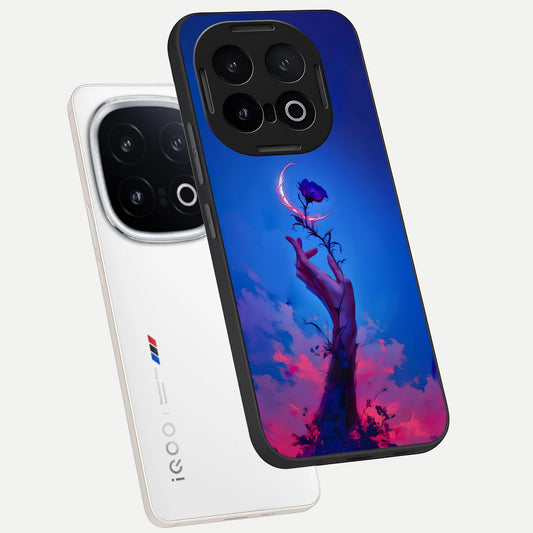Mystic Hand phone case for iQOO 13 showing premium glass back cover with detailed artwork
