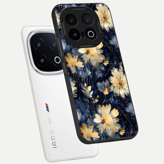 Royal Petal Dream phone case for iQOO 13 showing premium glass back cover with detailed artwork