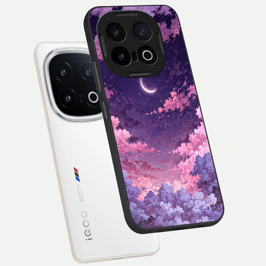 Sky Drift Clouds phone case for iQOO 13 showing premium glass back cover with detailed artwork