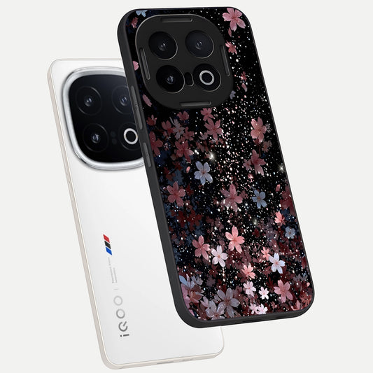 Starlit Flower Dreams phone case for iQOO 13 showing premium glass back cover with detailed artwork