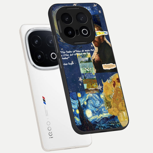 Starry Dream Vision phone case for iQOO 13 showing premium glass back cover with detailed artwork