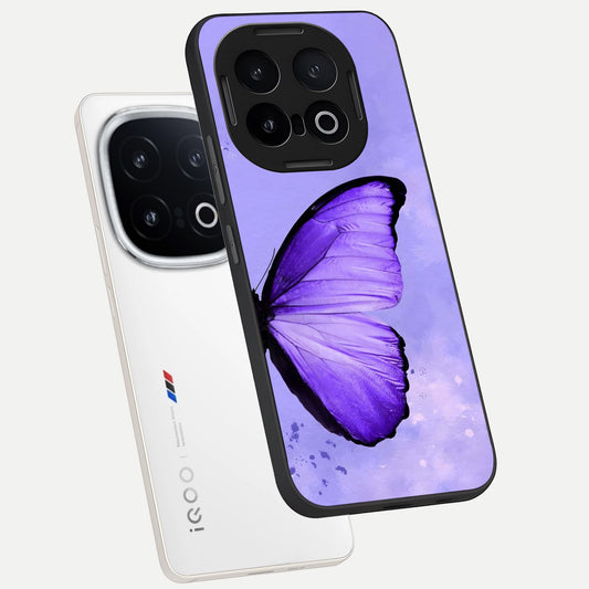 Violet Dream Wing phone case for iQOO 13 showing premium glass back cover with detailed artwork