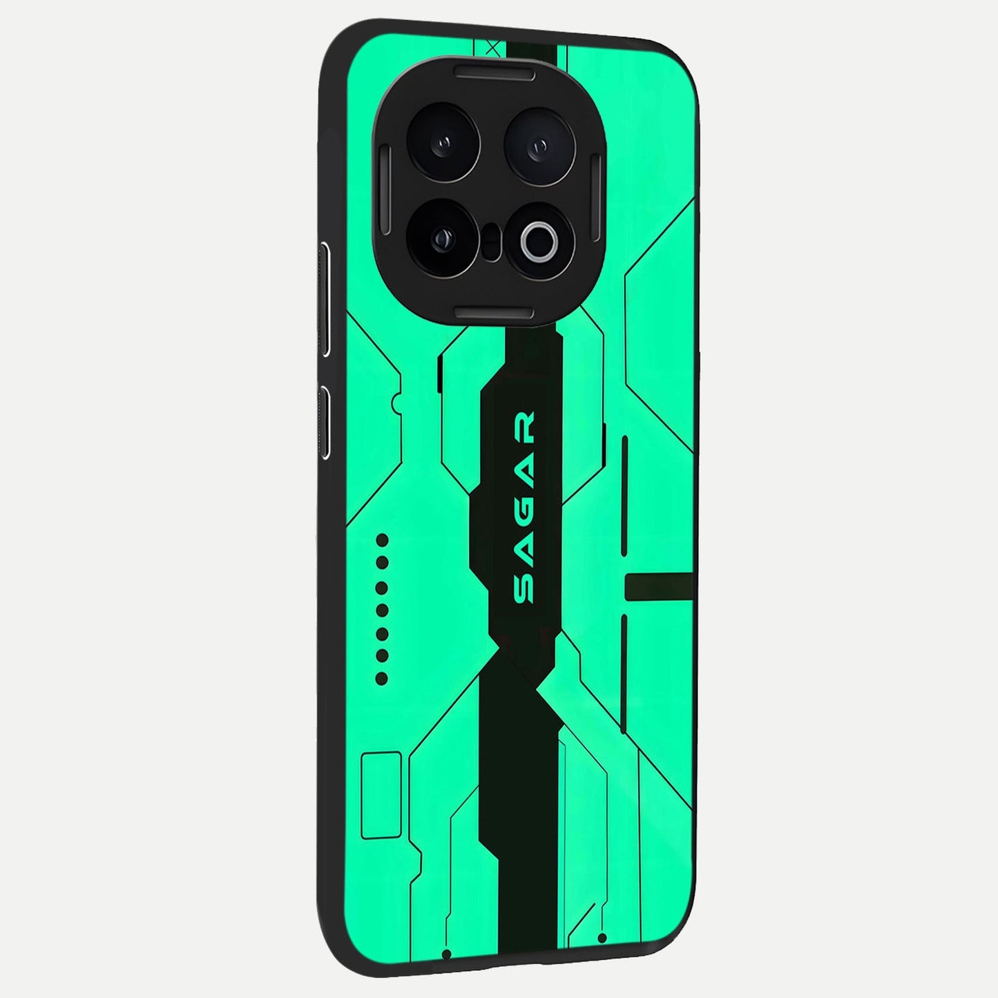 Aqua Tech CYBERPUNK Custom Name back cover for iQOO 13 slim fit glass case with vibrant aesthetic design