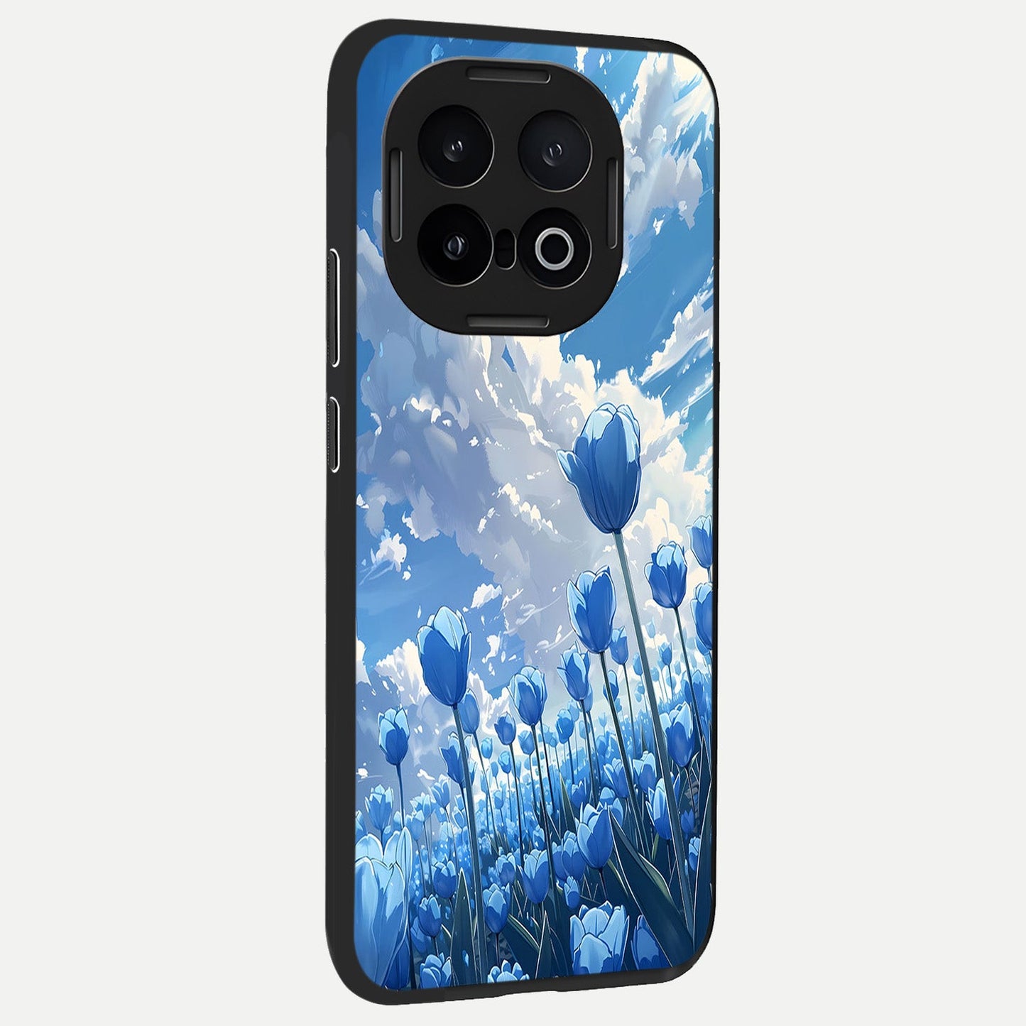Blue Tulip Clouds back cover for iQOO 13 slim fit glass case with vibrant aesthetic design
