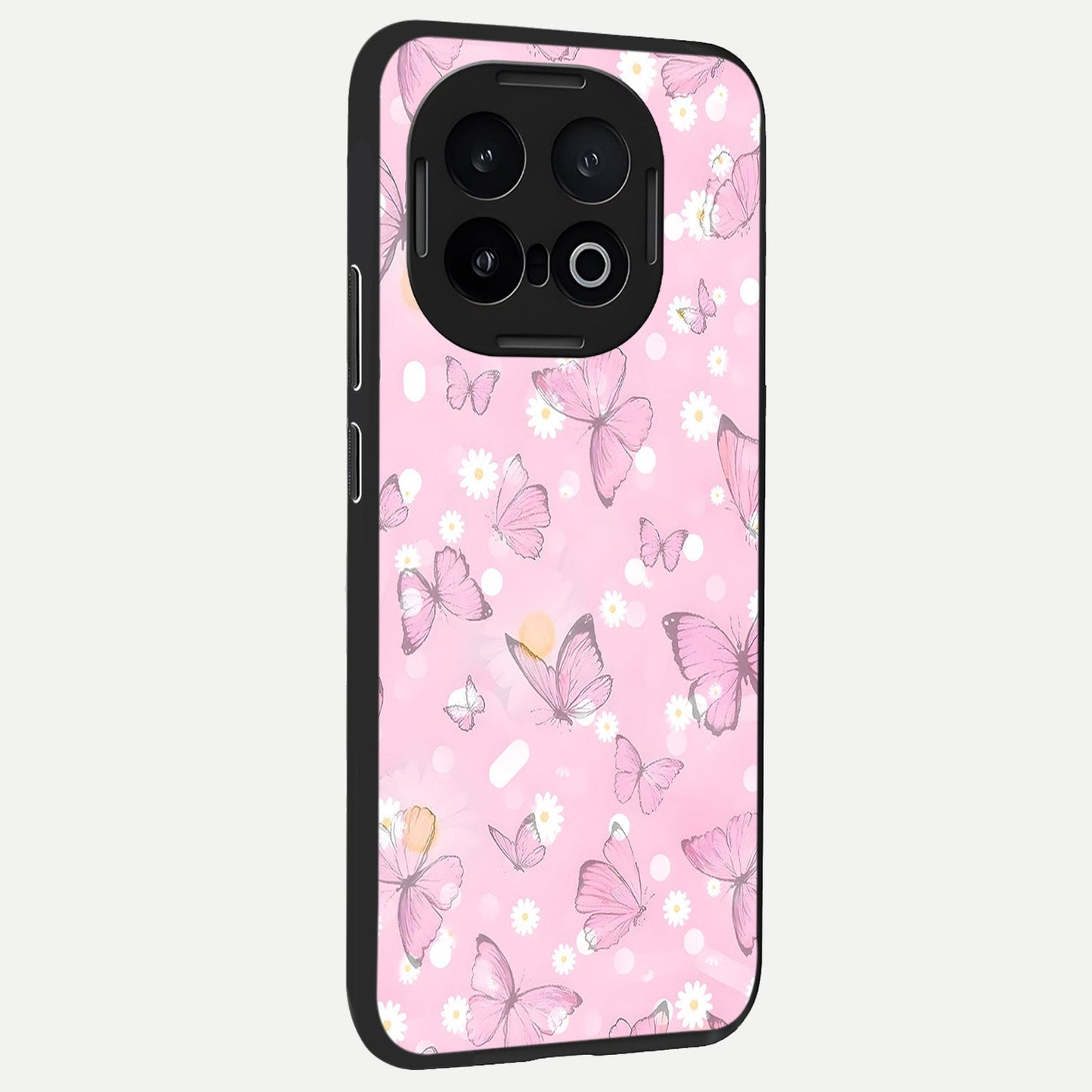Blush Butterfly Garden back cover for iQOO 13 slim fit glass case with vibrant aesthetic design