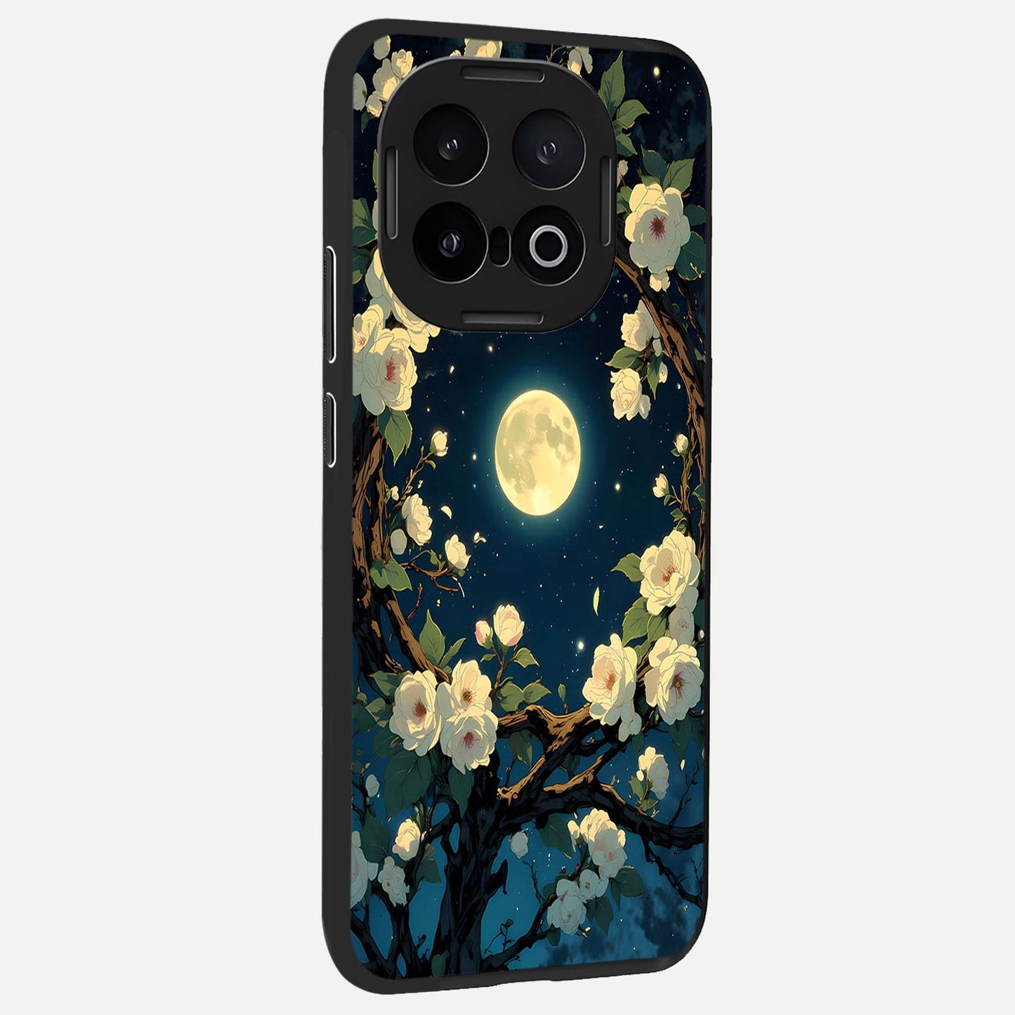 Celestial Moon And Flower back cover for iQOO 13 slim fit glass case with vibrant aesthetic design