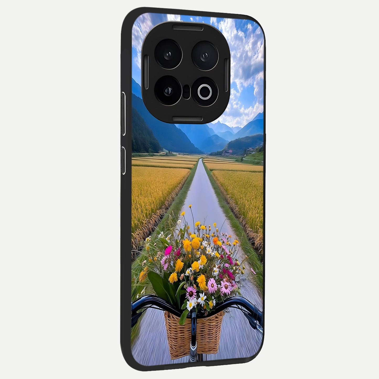 Golden Field Journey back cover for iQOO 13 slim fit glass case with vibrant aesthetic design
