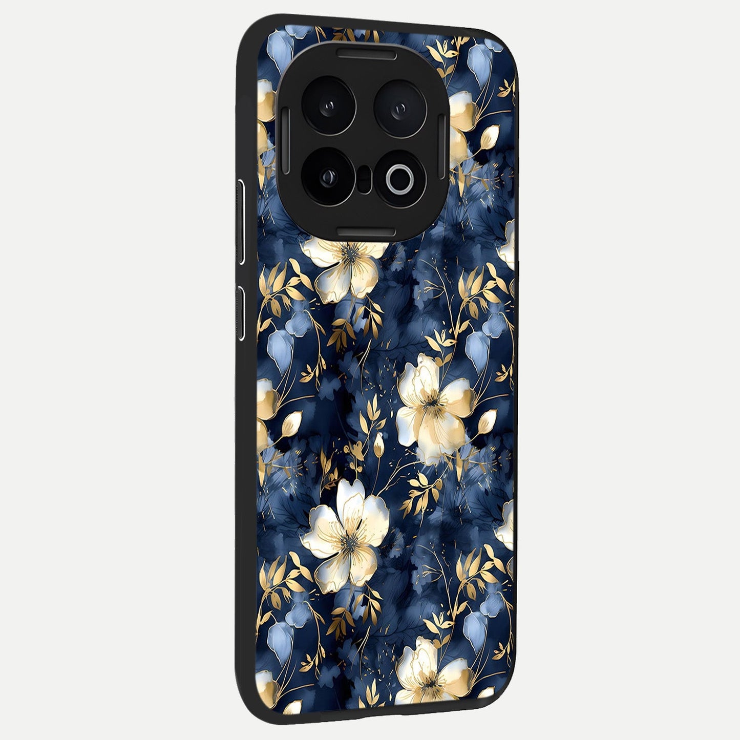 Golden Midnight Bloom back cover for iQOO 13 slim fit glass case with vibrant aesthetic design