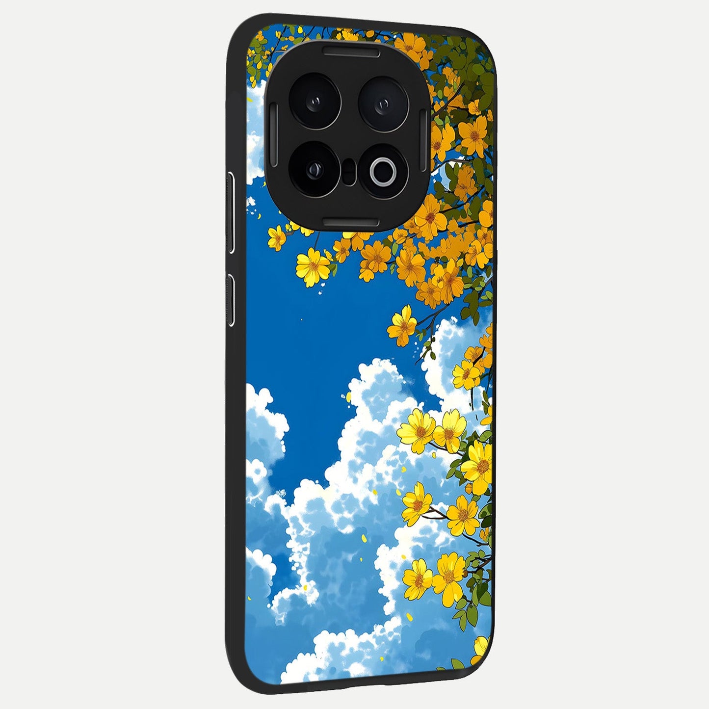 Golden Petal Sky back cover for iQOO 13 slim fit glass case with vibrant aesthetic design