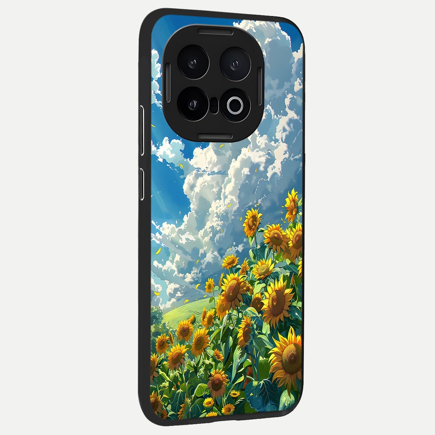 Golden Sun Glory back cover for iQOO 13 slim fit glass case with vibrant aesthetic design