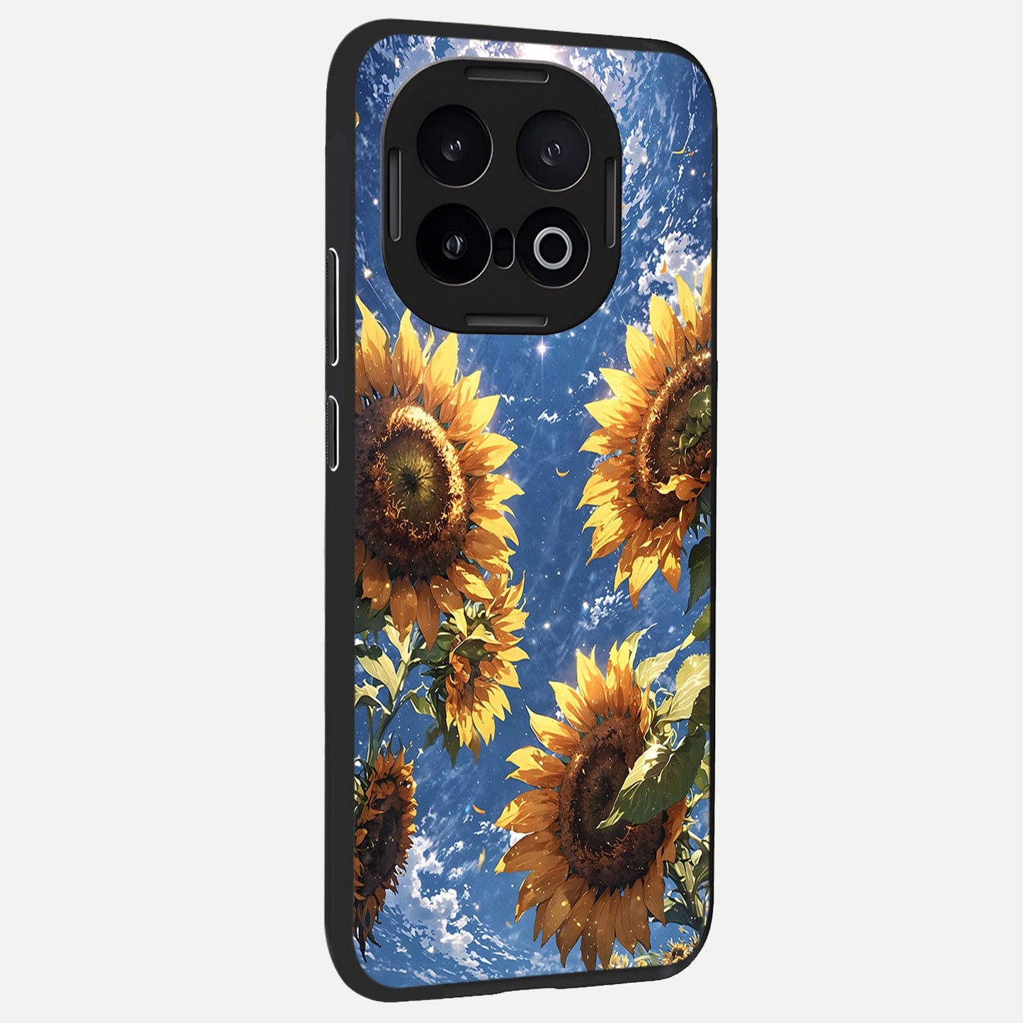 Heavenly Sunflower Rise back cover for iQOO 13 slim fit glass case with vibrant aesthetic design