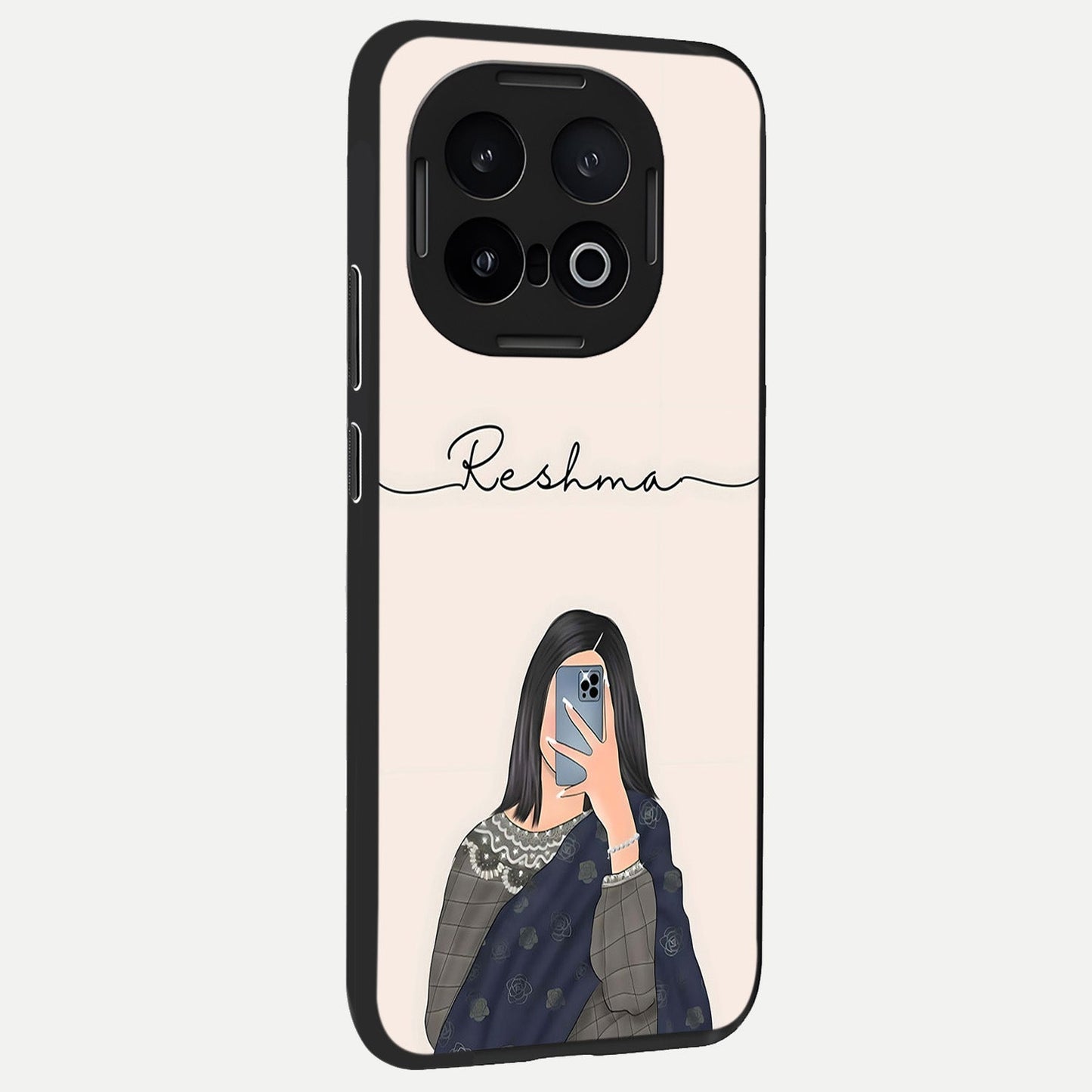 Mirror Mood Muse With Custom Name back cover for iQOO 13 slim fit glass case with vibrant aesthetic design