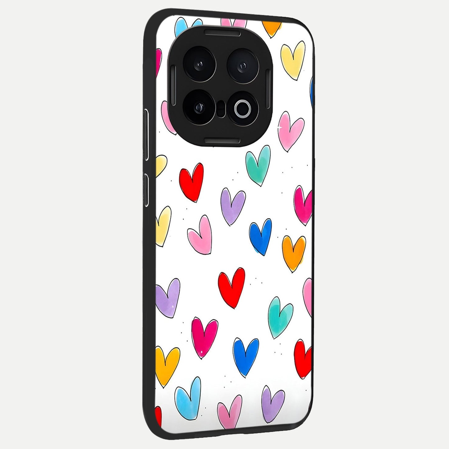 Playful Love Doodles back cover for iQOO 13 slim fit glass case with vibrant aesthetic design