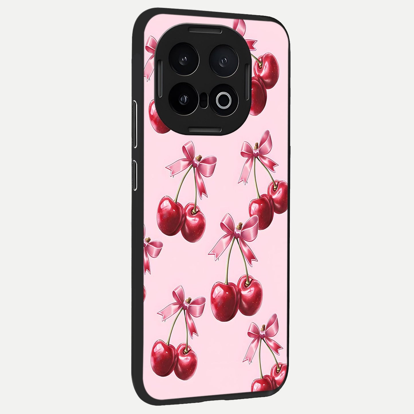Red Cherries Pattern back cover for iQOO 13 slim fit glass case with vibrant aesthetic design