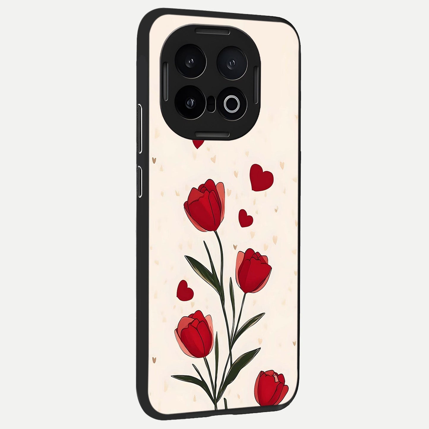 Tulip With Heart back cover for iQOO 13 slim fit glass case with vibrant aesthetic design