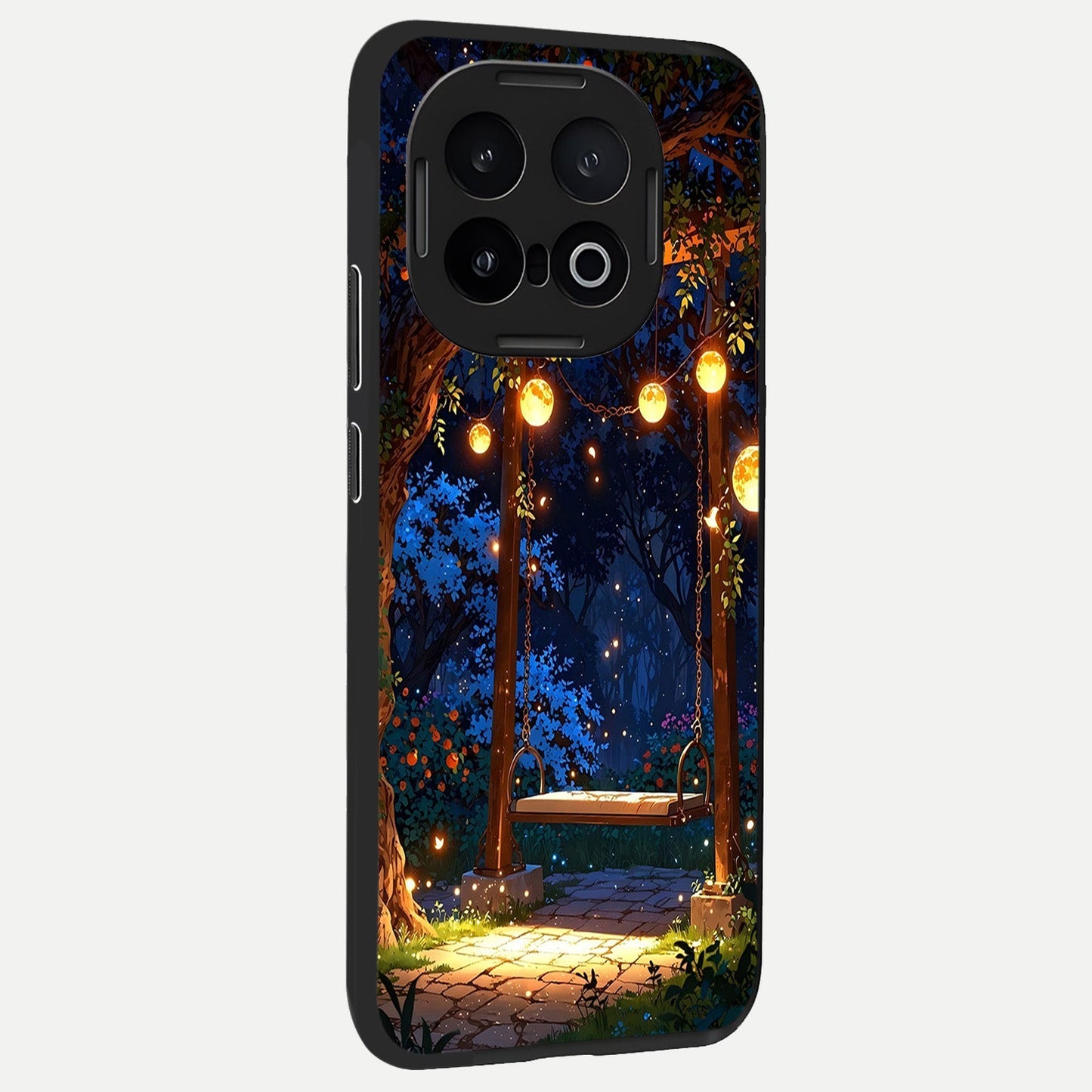 Twilight Garden Swing back cover for iQOO 13 slim fit glass case with vibrant aesthetic design