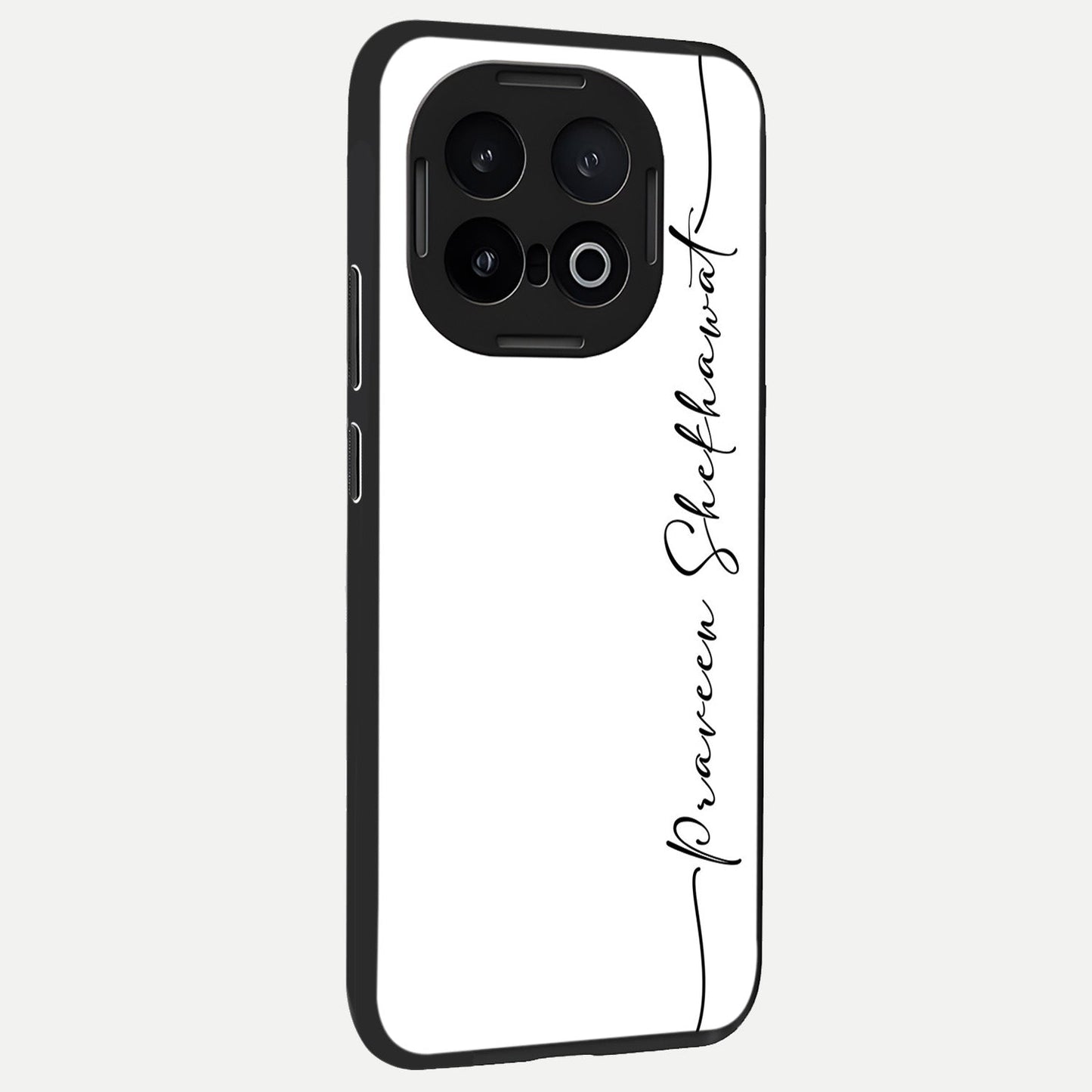 White Tune Custom Name back cover for iQOO 13 slim fit personalized glass case with aesthetic design