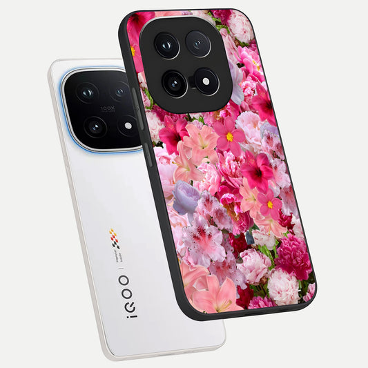 Bloom Crush Fantasy phone case for iQOO 15 showing premium glass back cover with detailed artwork