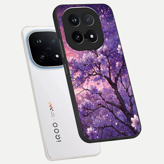 Blossom Tree phone case for iQOO 15 showing premium glass back cover with detailed artwork