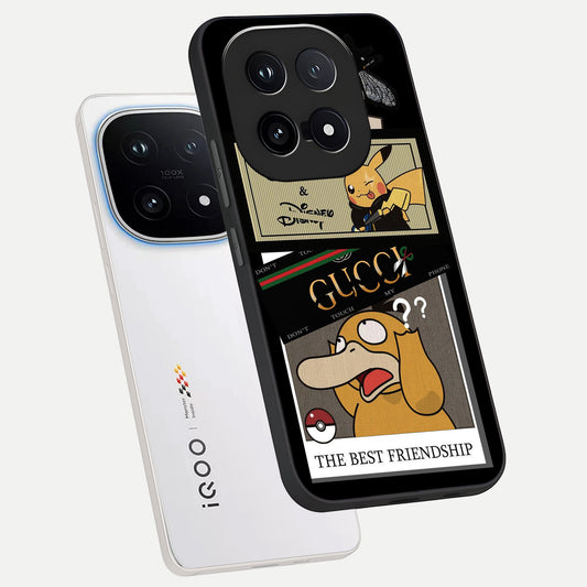 Cartoon Brand Play Mashup phone case for iQOO 15 showing premium glass back cover with detailed artwork